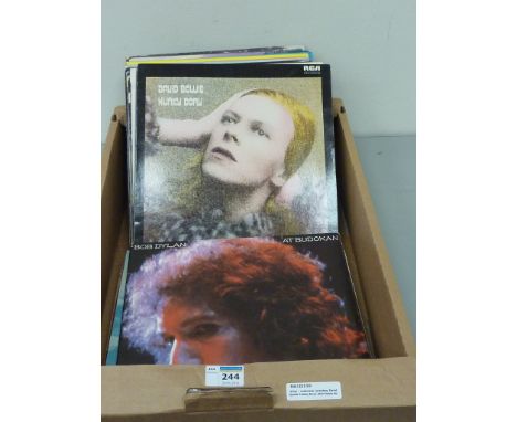 Vinyl LPs - David Bowie 'Hunky Dory', Bob Dylan, Tubular Bells and other records in one box 