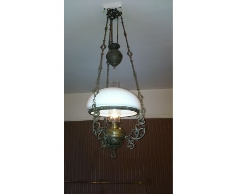 19th century rise and fall oil lamp