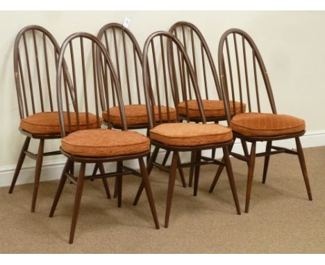 Set six ercol stick and hoop back chairs