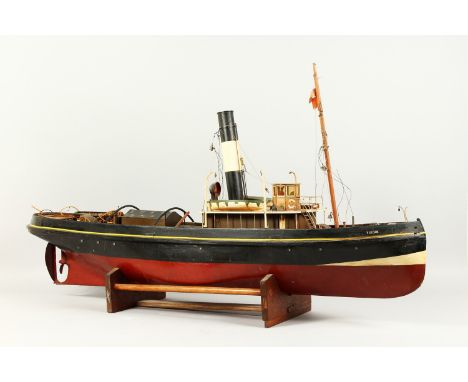 A GOOD LARGE LATE 19TH CENTURY SCRATCH BUILT MODEL OF THE STEAM SHIP "VULCAN", with electric motorised propeller and other el