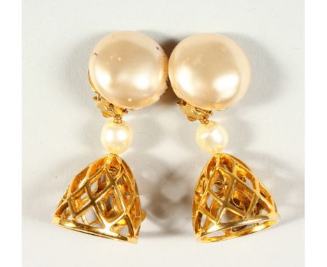 A PAIR OF CHANEL PEARL EAR CLIPS.
