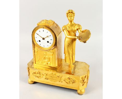 A SUPERB ORMOLU MANTLE CLOCK by AUBINEAU STRASOURG entitled "Simplicite Constance",  the movement with white dial striking on