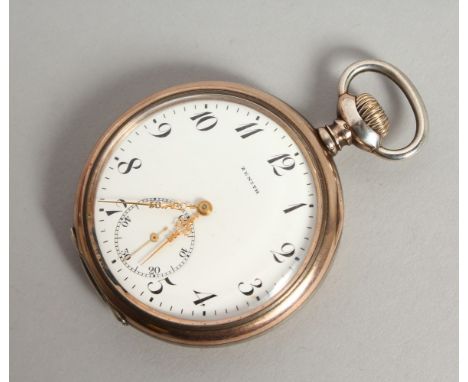 A GENTLEMAN'S SILVER ZENITH POCKET WATCH.