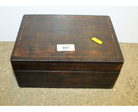 A mahogany and inlaid trinket box 