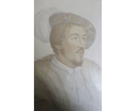 A gilt framed etching depicting Madonna and Child; together with a portrait print