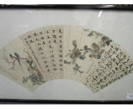 XU Zhen (1841-1915) painter, and Chen Hangwang (1879-1957) calligrapher - a Chinese fan painting on paper mounted on pictoria