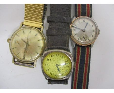 Two early 20th century gents wristwatches, together with a 1960s Tissot Seastar 9ct gold cased, gents wrist watch 