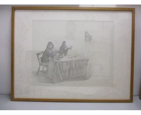 Colin Harrison - 'Group Portrait with Invited Guest' pencil signed and dated 1980, lower left and titled lower left, framed a