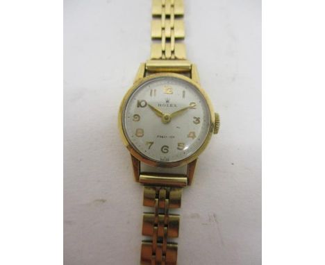A Rolex precision, manual wind 9ct gold cased wristwatch, circa 1960, with original Rolex crown and on a 9ct gold bracelet, i