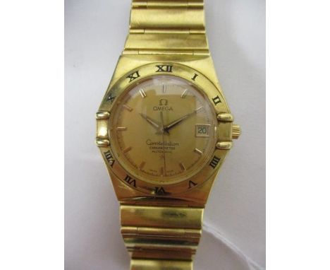 An Omega gent's constellation automatic chronometer, the champagne dial bearing baton markers and date aperture, sweep second