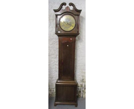 A George III oak, eight day longcase clock by Stancliffe, Barkisland, the brass dial having Roman numerals, moon/calendar ape