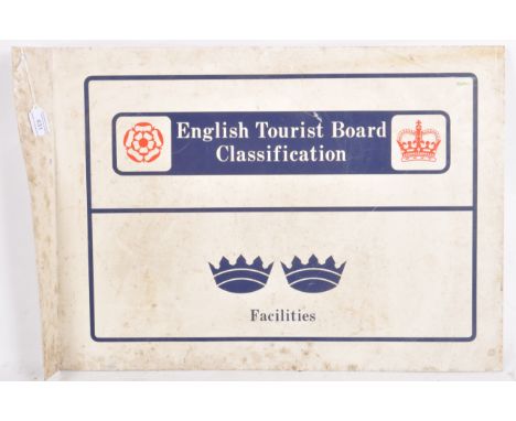 English Tourist Board Classification - A vintage 20th Century aluminium double sided sign for Facilities. White ground with b