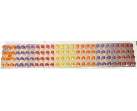 A large 20th Century fairground / funfair multi coloured light panel featuring multiple coloured bulb shades fixed upon a chr