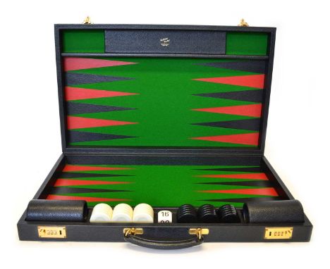 Geoffrey Parker Tournament Board backgammon set Geoffrey Parker Tournament Board backgammon set in black leather combination 