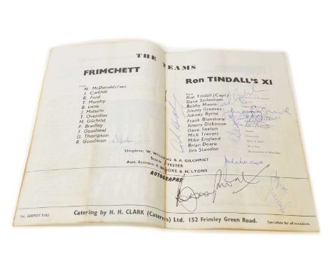Bobby Moore signed programme for a testimonial cricket match, 1967 Bobby Moore signed programme for a testimonial cricket mat