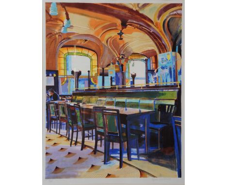 GLYNN BOYD HARTE (1948-2003) 'Cafe Excelsior', lithograph in colours, pencil signed in the margin, artist proof and numbered 