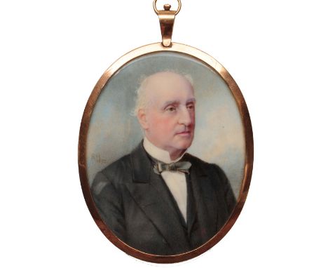 ENGLISH SCHOOL (LATE 19TH CENTURY) Portrait of a gentleman wearing bow tie and dinner jacket, signed with initials 'R.H.' and