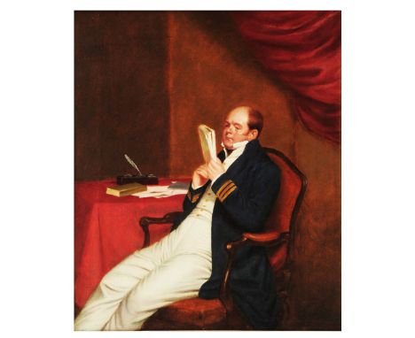 ENGLISH SCHOOL (EARLY 19TH CENTURY) Portrait of Officer Archibald Murray seated in a chair reading a journal with further pap