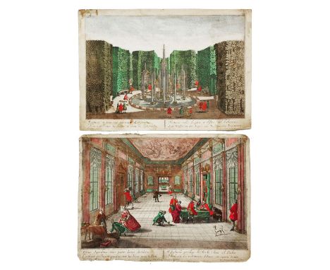 GEORG BALTHASAR PROBST (1732-1801) 'Fontana in Loco ad Dextram Labyrinthis', engraving, hand-coloured, 30 x 42cm; two further
