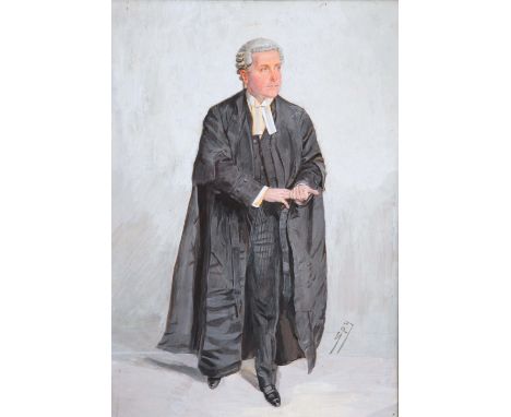LESLIE MATTHEW WARD (1851-1922) Full length portrait of a barrister, signed, 'Spy', gouache, 48.5 x 34cm; and a print of the 