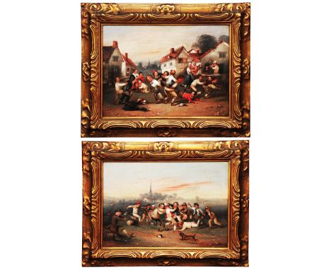 ATTRIBUTED TO WILLIAM KIDD (c.1790-1863) Children Playing Ball in a Landscape with Distant Town and Children Playing Piggy Ba