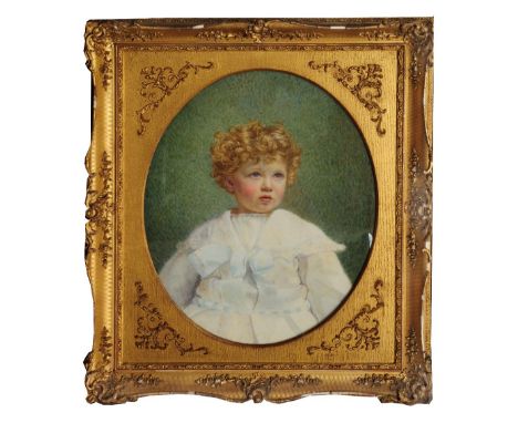 JOSHUA SMITH (1881-1938) Head and shoulders portrait of a young child, signed and dated '09, watercolour, 57 x 45cm, oval