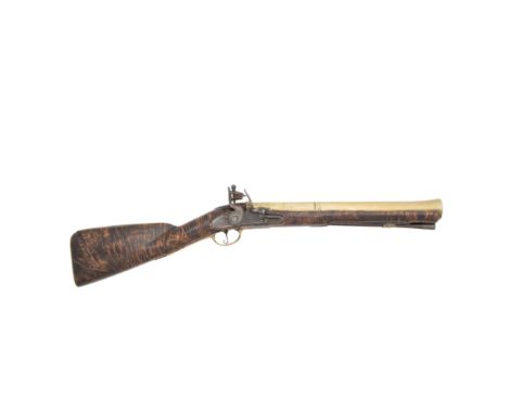 An Early Brass-Barrelled Flintlock BlunderbussBy C. Perry Of London, Late 17th CenturyWith three-stage barrel flared at the m