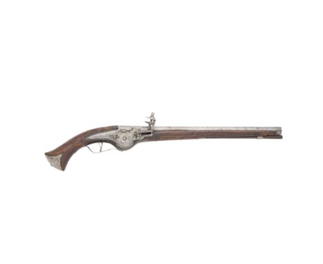 A German Or Dutch 28-Bore Wheel-Lock Holster Pistol Mid-17th CenturyWith plain barrel stamped 'I' and 'R' at the breech and w