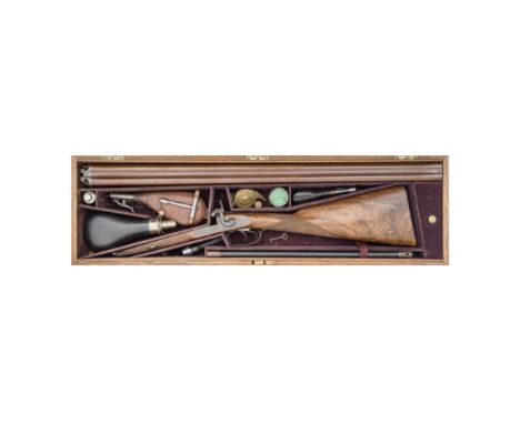 A Cased 11-Bore Percussion D.B. Sporting GunBy J. Beattie, 205 Regent Street, London, No. 3120, Mid-19th CenturyWith rebrowne