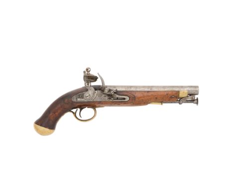A William IV 18-Bore Flintlock New Land Pattern Service PistolCirca 1835With bright barrel and tang, border engraved flat bev