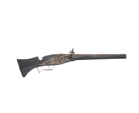 A German 10-Bore Wheel-Lock Musket Early 17th CenturyWith two-stage sighted barrel (old surface pitting) turned at the bulbou