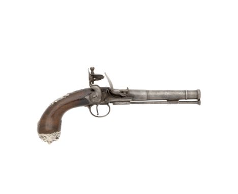 A 20-Bore Flintlock Pistol With Fine Silver MountsBy Bumford, London, Circa 1760With two-stage cannon barrel turned and mould