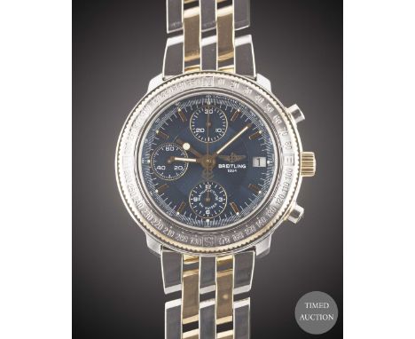 A GENTLEMAN'S STEEL &amp; GOLD BREITLING ASTROMAT LONGITUDE AUTOMATIC CHRONOGRAPH BRACELET WATCH
CIRCA 1990s, REF. D20405

Mo