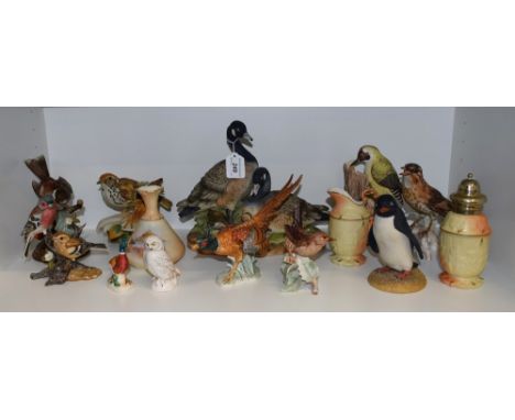 Ceramics - a John Aynsley model, Adelie Penguin; other birds, Capodimonte, Beswick, a Goebel ceramic model of a Song Thrush, 