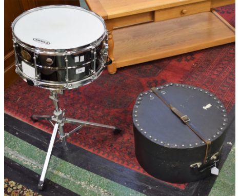 A vintage World Max Classic snare drum on stand, Le Blond case
