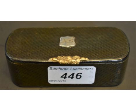 A 19th century Scottish Mauchline tartanware rounded rectangular snuff box, by Andrew and William Smith, hinged cover applied