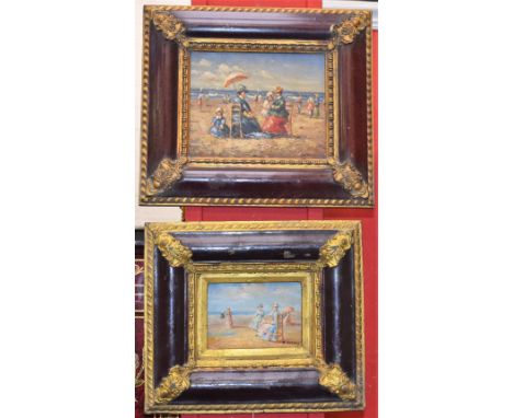 R Tiffany (Contemporary School)Edwardian Ladies at the Beachsigned, oil on board; another, similar, unsigned (2)