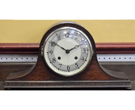 A 20th century oak cased Napoleon hat mantel clock