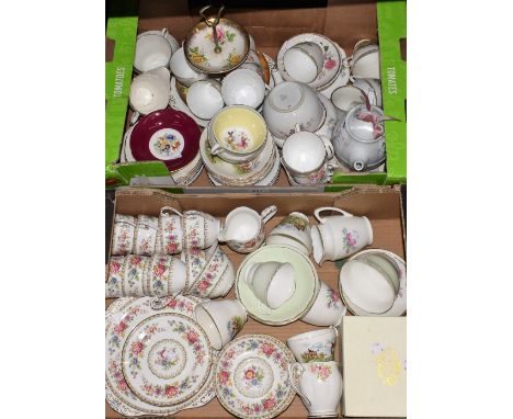 Ceramics - a Grafton china Malvern pattern part tea set, floral pattern on white ground, gilt edge, comprising cups, saucers,