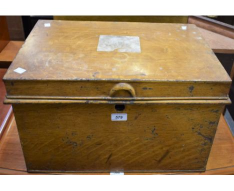 A Victorian scumbled tin trunk, c.1860