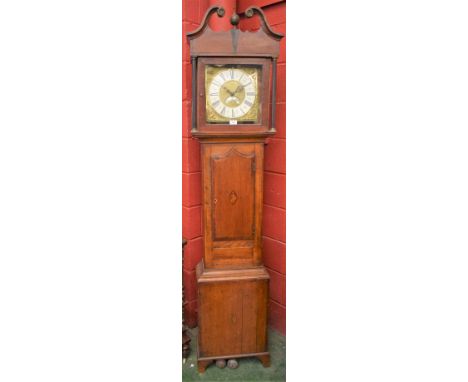 A George III oak and mahogany longcase clock, the 28cm brass dial with silvered chapter ring inscribed Ashton, Ashburn (sic) 