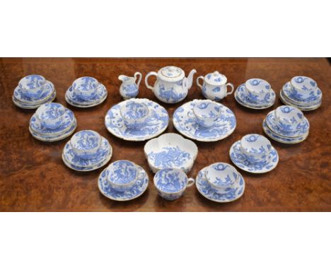 A Royal Worcester Blue Dragon pattern tea service, for twelve, including tea pot, milk jug, sugar bowl, bread and butter plat