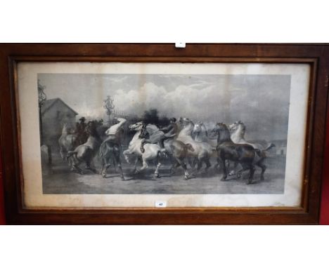 William Turner Davey (1818 - 1900), after Rosa Bonheur (1822 - 1899), an animalier print, Coming from the Horse Fair, Printed