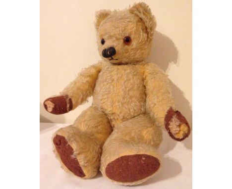 Large vintage golden Merrythought teddy bear. Jointed bear c.1950's/60's. Measures approx 20" tall.