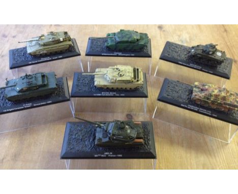 7 boxed diecast tank models - approx 1:72 scale  