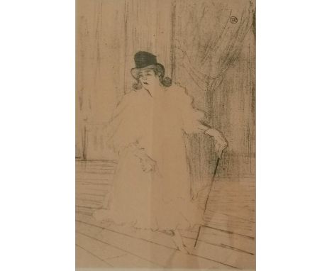 After Henri de Toulouse-Lautrec, a lithograph in colours after the original titled 'Cissy Loftus' from 1894. Framed and glaze