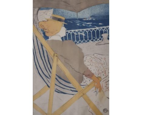 After Henri de Toulouse-Lautrec, a lithograph in colours after the original, titled 'La Passagère du 54, ou Promenade en Yach