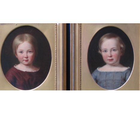 ENGLISH SCHOOL CIRCA 1855. Portrait of Thomas Wakefield Binyon; and Portrait of Martha Ana Binyon, both head and shoulders, 1