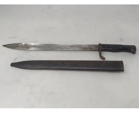A WWI German 'Butcher's' Bayonet in scabbard by V.C. Schilling 