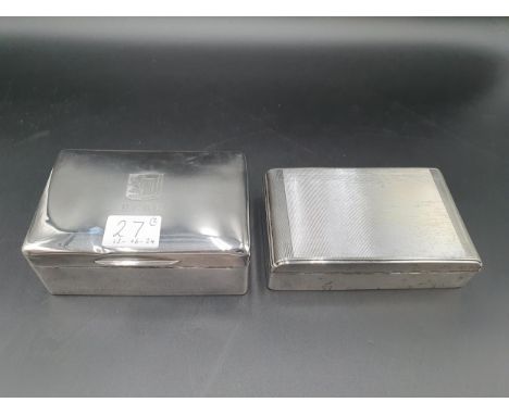 A George V silver Cigarette Box engraved coat of arms and initials B.c.B.C, London 1934, and another, engine turned, Birmingh